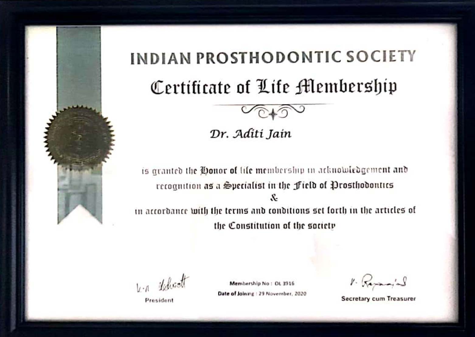 Dr. ADITI JAIN-Indian-Prosthodontics-Society